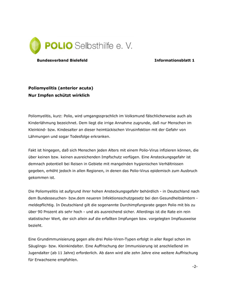 Info 1: Poliomyelitis - Bundesverband Polio Selbsthilfe e. V.
