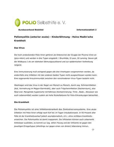Info 2: Polio - Die Krankheit - Bundesverband Polio Selbsthilfe e. V.