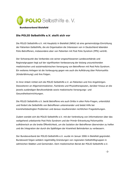 Selbstdarstellung - Bundesverband Polio Selbsthilfe e. V.